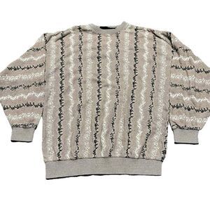 Tundra canada sweater beige mens size large cottagecore grandpa academic pattern